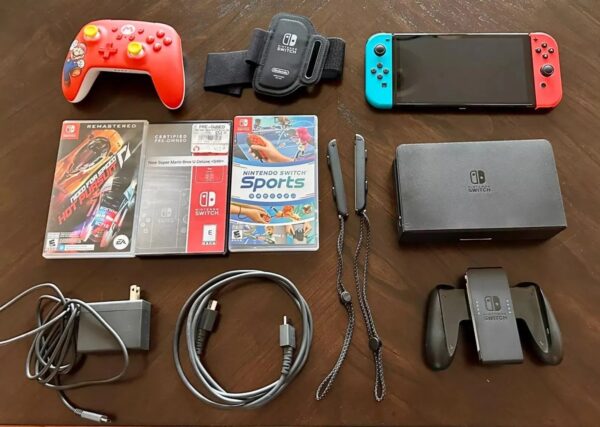Nintendo Switch OLED Model HEG-001 Handheld Console - 64GB - Black/Neon Red/Neon